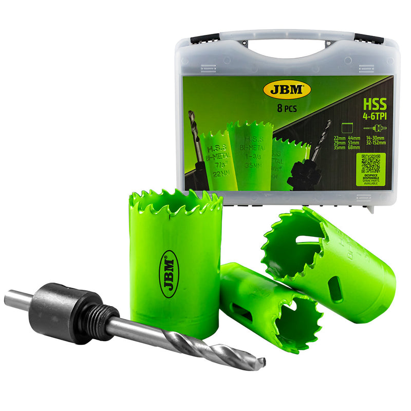 Juego de sierras de corona bimetálicas JBM (53859) con adaptadores