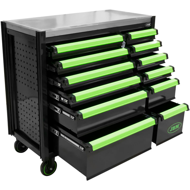 JBM (53868) 12 Drawer Tool Trolley - Empty - Green