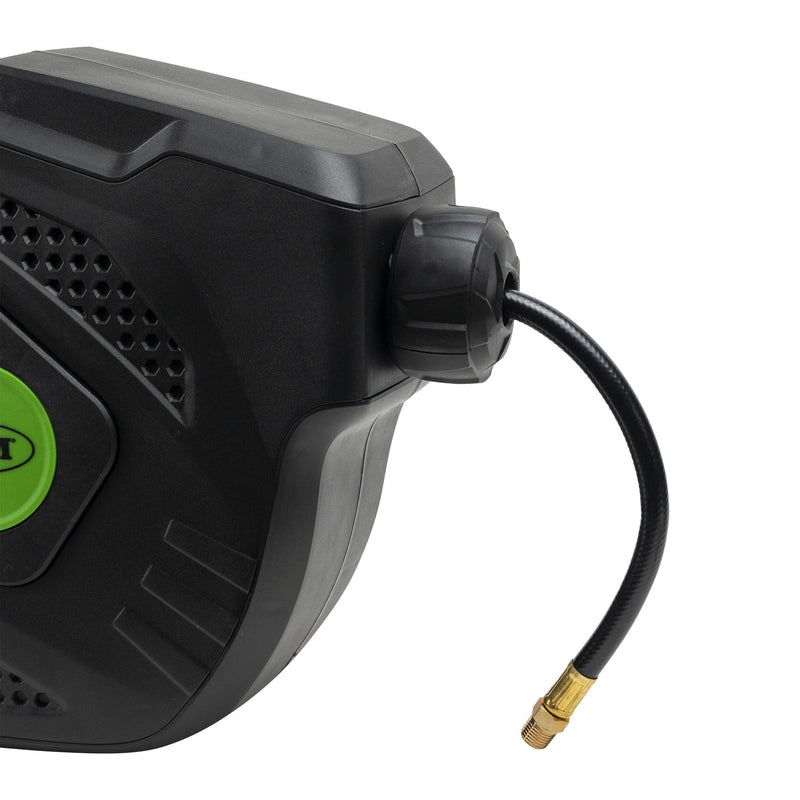 Carrete de manguera de aire JBM (53882) de 10+1,5 m con retráctil - Verde