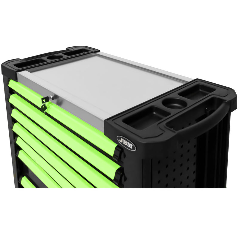 Carrinho de ferramentas JBM (53912) com 7 gavetas, tamanho XL - Verde - Ferramentas incluídas