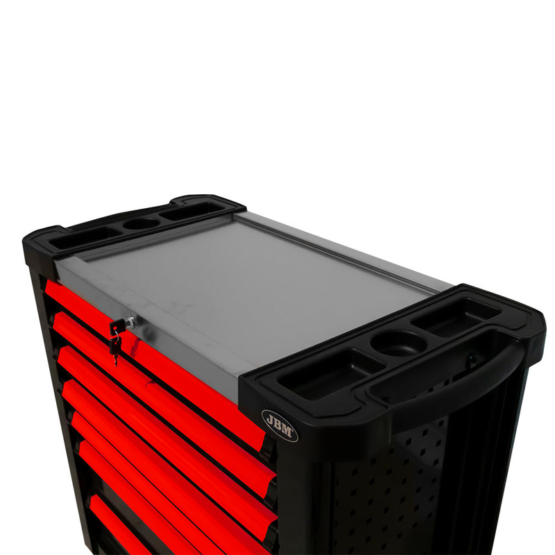 Carrinho de ferramentas JBM (53913) com 7 gavetas, tamanho XL - Vermelho - Ferramentas incluídas