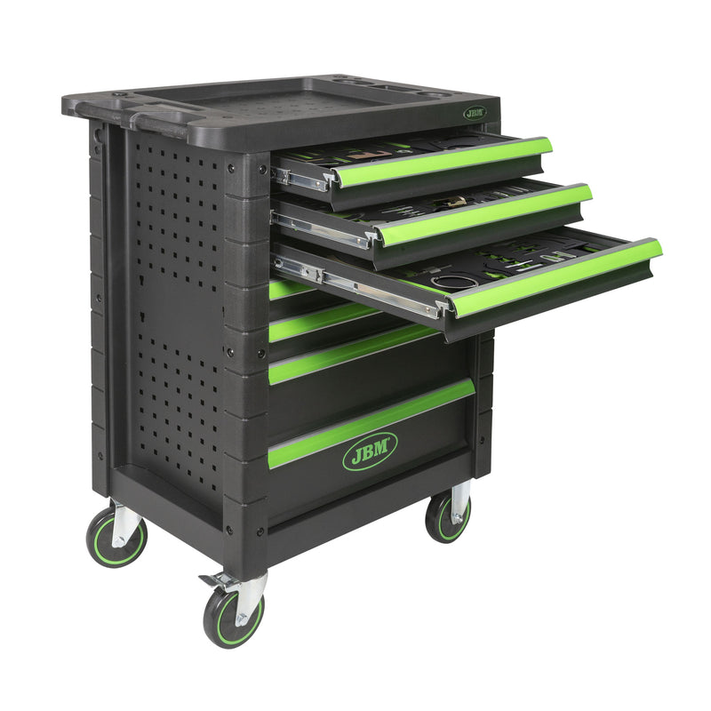 JBM (53951) 7 Drawer Tool Trolley - Green - Timing Tool Set Included