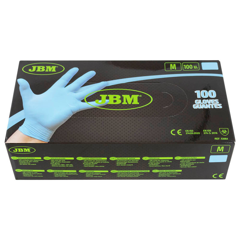 JBM (53984) Guantes desechables de nitrilo azul talla M 3.5mil