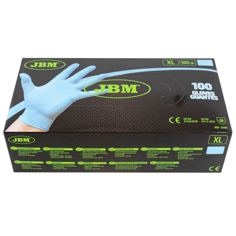 JBM (53986) Disposable Blue Nitrile Gloves XL Size 3.5mil