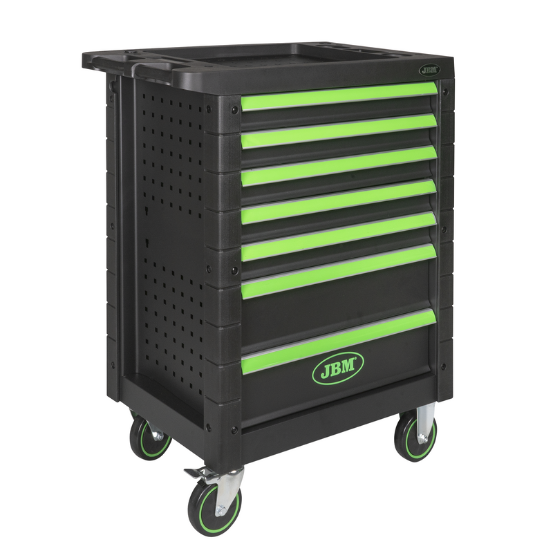 JBM (54006) 7 Drawer Tool Trolley - Green - Empty