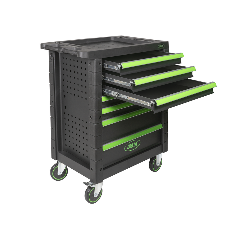 JBM (54006) 7 Drawer Tool Trolley - Green - Empty