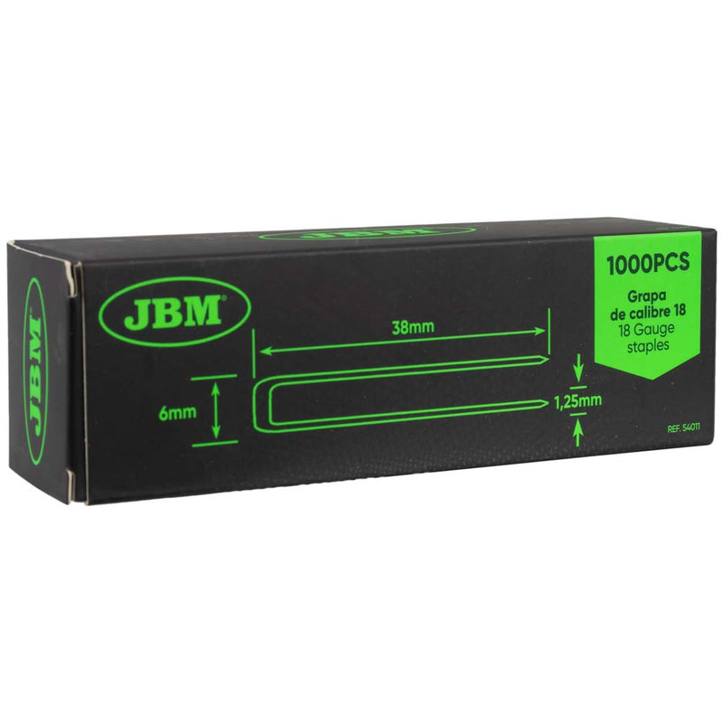 JBM (54011) 18 Ga Narrow Crown Staple Set 38x6mm (1000pcs)