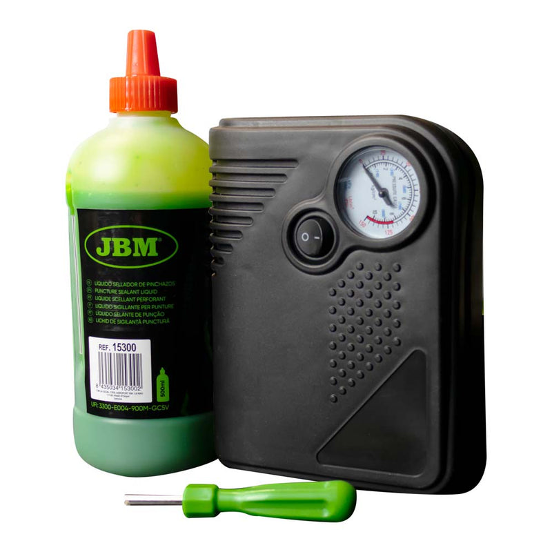JBM (54013) Kit de sellador de pinchazos con líquido y compresor de aire