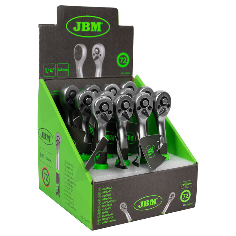 JBM (54018) Carraca de 1/4" con cabeza de 72 dientes 145 mm - Galvanizada