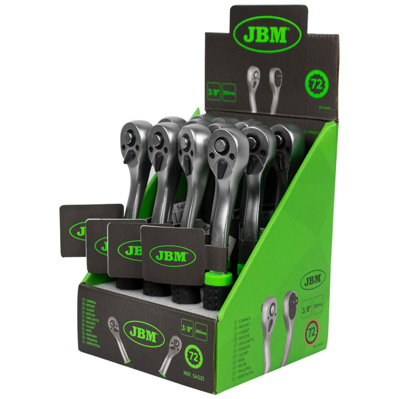 JBM (54021) 3/8" Ratchet with 72-Tooth Head 200mm - Zinc-Plated