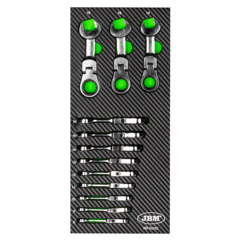 JBM (54032) Module Of 12 Mini Combination Spanners With Ratchet Joint