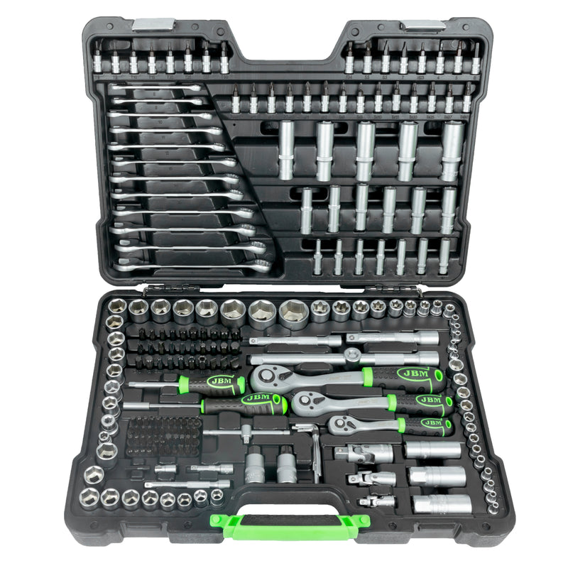 JBM (SERIE494E) Neumatic Coil Spring Compressor 1T + 216 Pieces Hex Socket And Ratchet Spanner