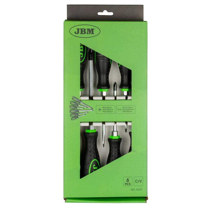 JBM (54071) 6 Pieces Go-Through Screwdriver Set (3 Philips + 3 Flat)