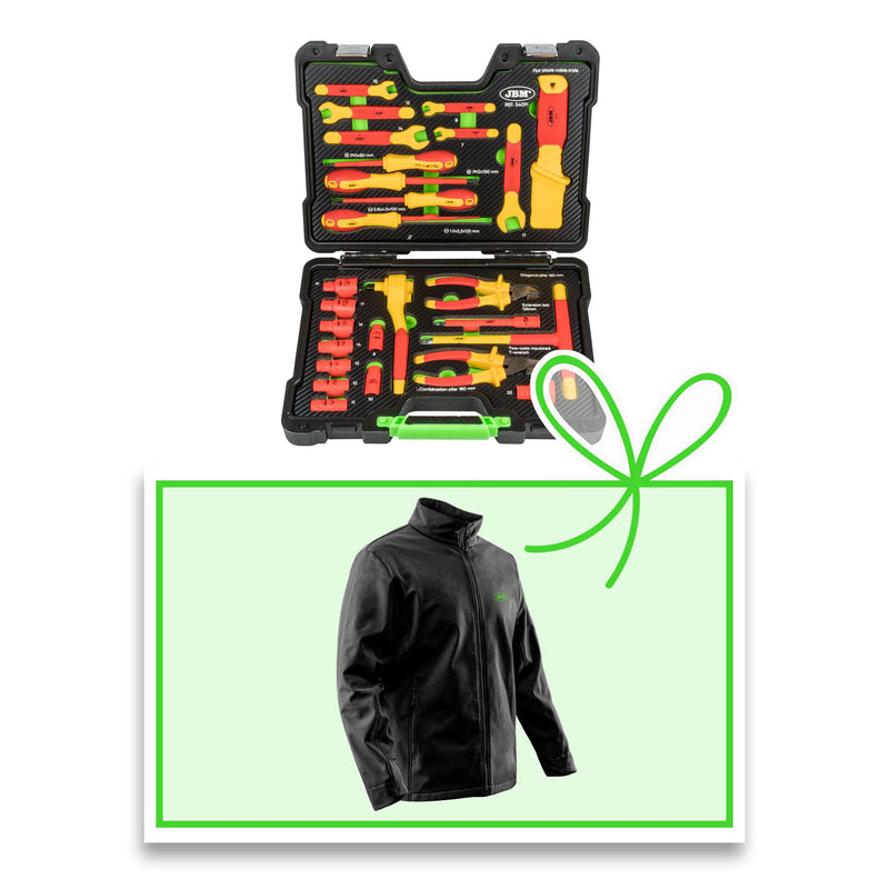 Maletín de herramientas aisladas VDE JBM (54091-JL) de 26 piezas + Chaqueta L