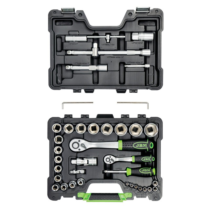 Estuche de herramientas JBM (54106) de 37 piezas en pulgadas - Acabado zinc