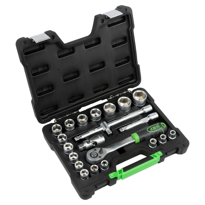 JBM (54108) 22-Piece Tool Case with 1/2" Hex Sockets – Zinc-Plated Finish