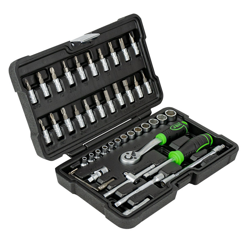 JBM (54109) 46-Piece Tool Set With 1/4" Hex Sockets  Zinc-Plated Finish
