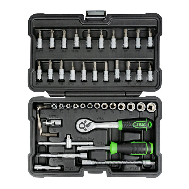 JBM (54109) 46-Piece Tool Set With 1/4" Hex Sockets  Zinc-Plated Finish