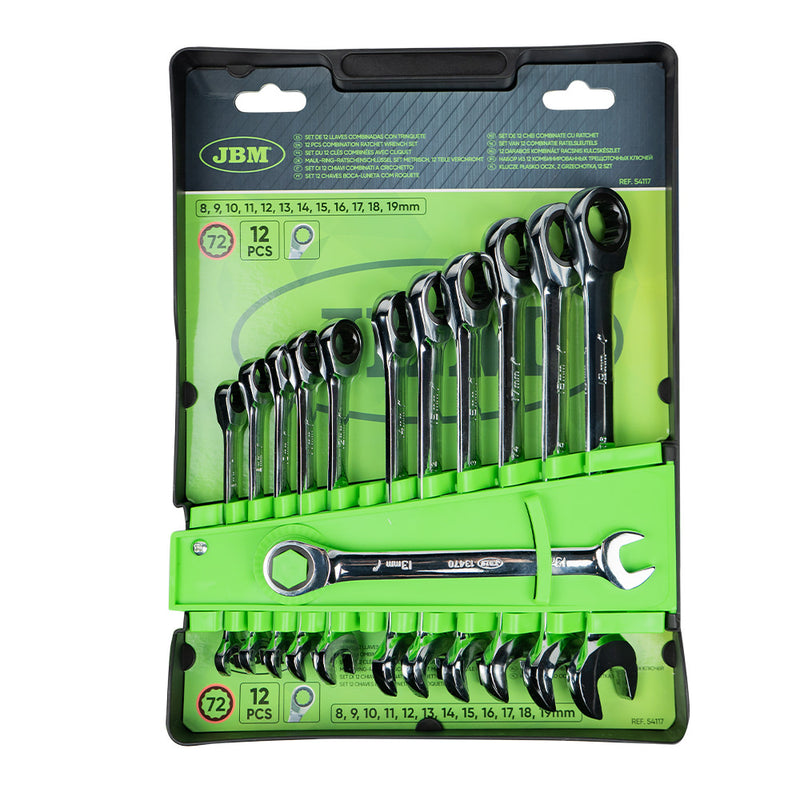 JBM (54117) Juego de 12 llaves combinadas de carraca