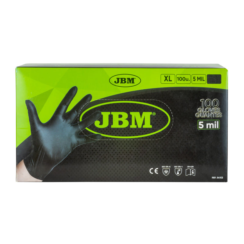 Guantes de nitrilo desechables negros JBM (54153) T.XL 5mil