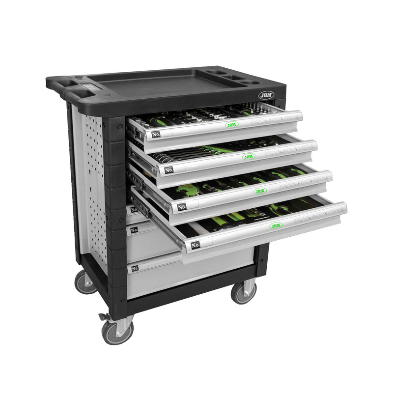 Carro de ferramentas JBM (54237) com 7 gavetas, cinzento, especial para camiões.