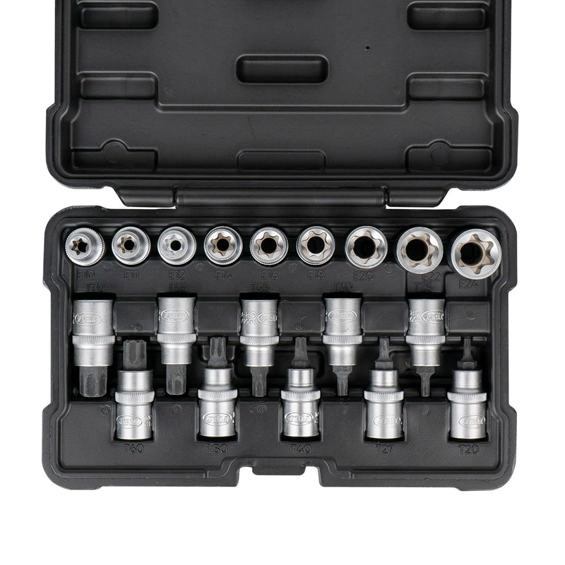 JBM (54266) Conjunto de 19 peças com tomadas e bits Torx de 1/2"
