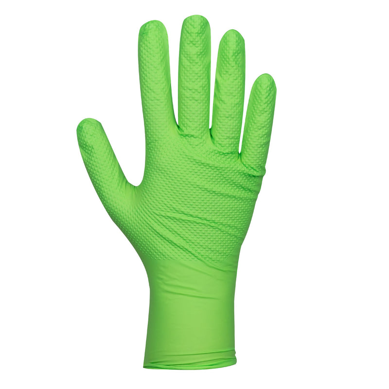 JBM (54369) Green Disposable Nitrile Gloves T:m 7.0mil (100 pcs) Diamond Texture