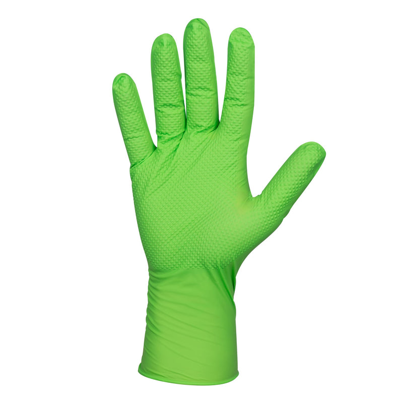 JBM (54369) Green Disposable Nitrile Gloves T:m 7.0mil (100 pcs) Diamond Texture