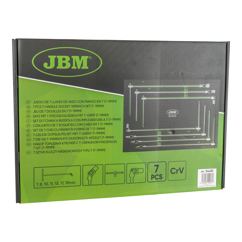 JBM (54481) Module Of 7 Socket Spanners With T-Handle (7-19mm)