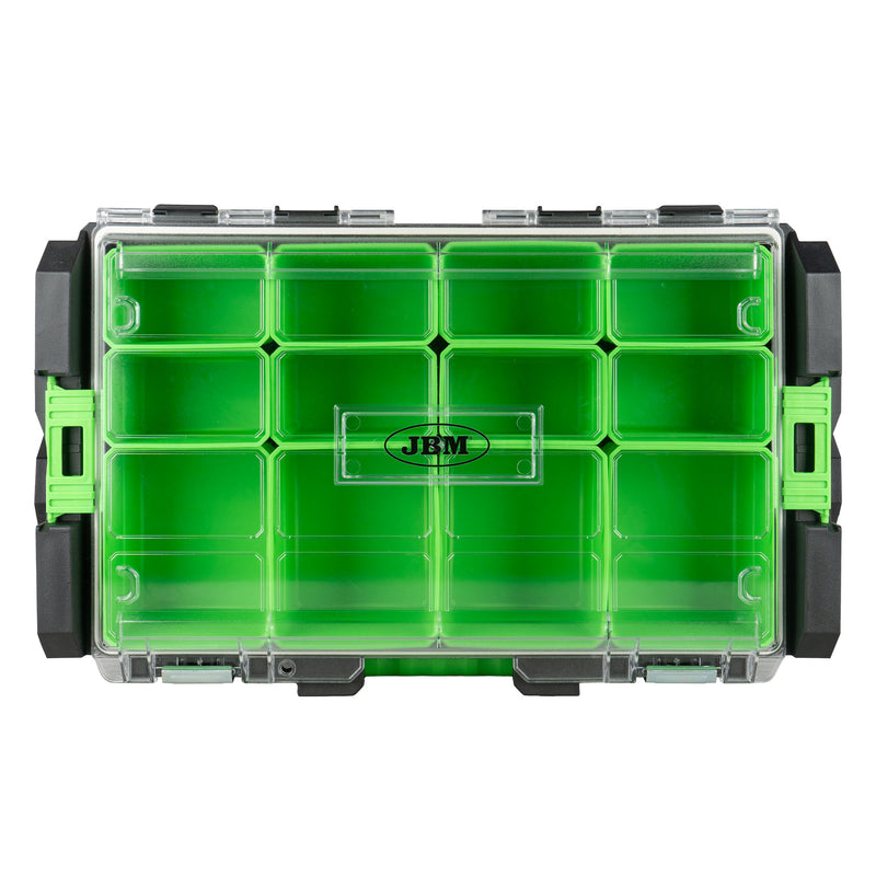JBM (54519) Caja de herramientas apilable con organizador de piezas (12 compartimentos)