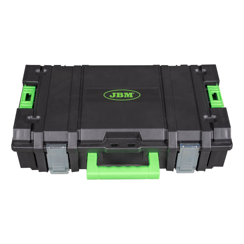 JBM (54520) Caja de herramientas apilable con organizador lateral de 2 piezas (11 compartimentos)