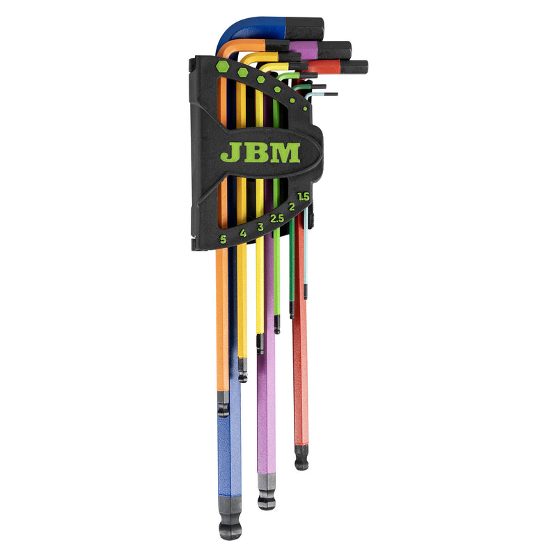 JBM (54531) Set Of 9 Extra-Long Colored Ball-End Allen Keys