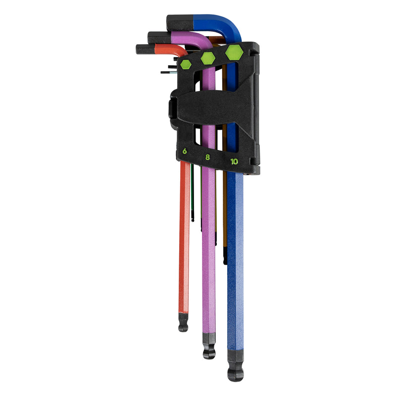 JBM (54531) Set Of 9 Extra-Long Colored Ball-End Allen Keys