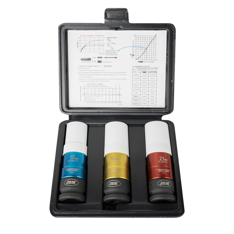 JBM (54548) Conjunto de 3 Casquilhos de Impacto com Binário Limitado