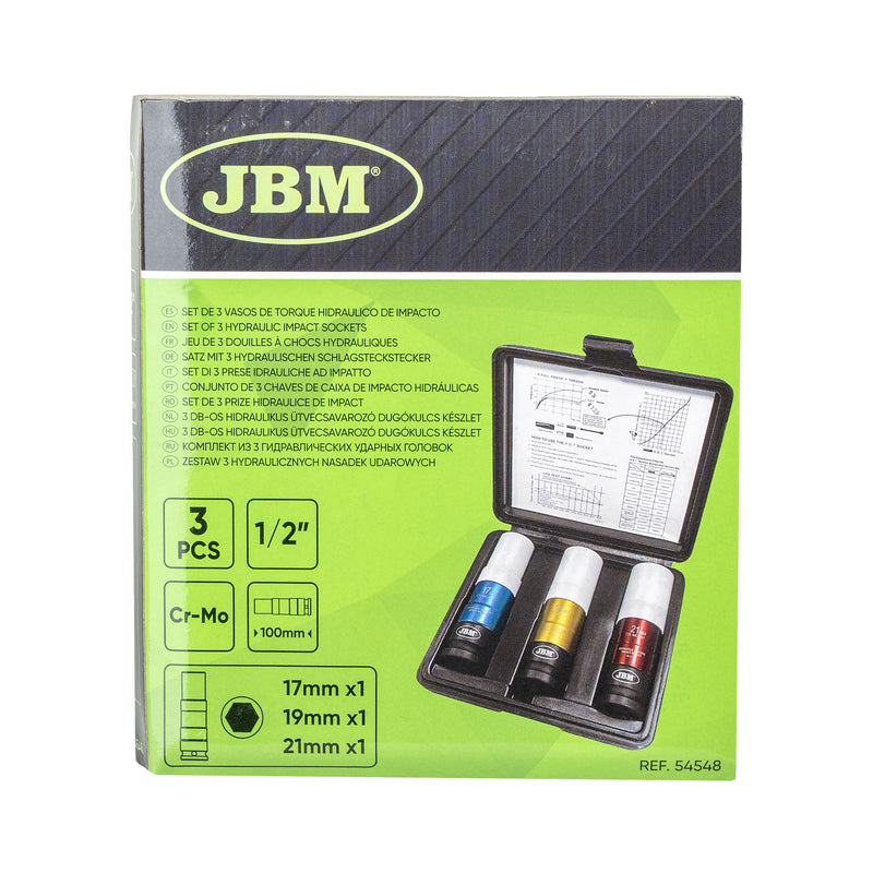 JBM (54548) Conjunto de 3 Casquilhos de Impacto com Binário Limitado