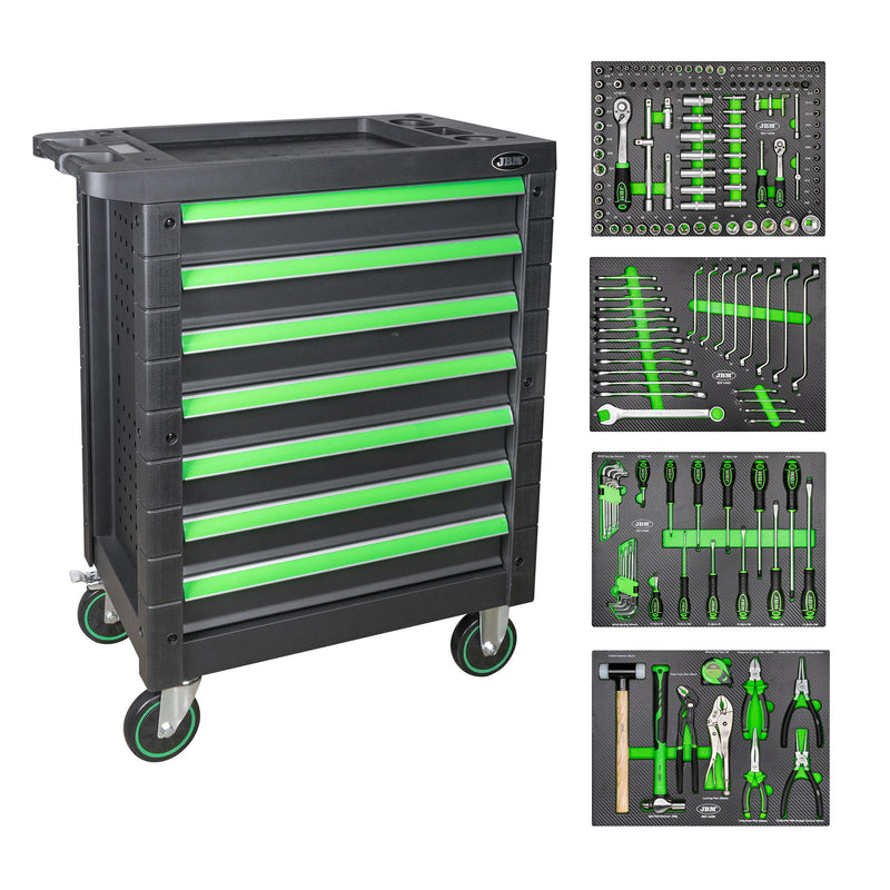 JBM (54553) Armário com 7 Gavetas Iguais - Verde