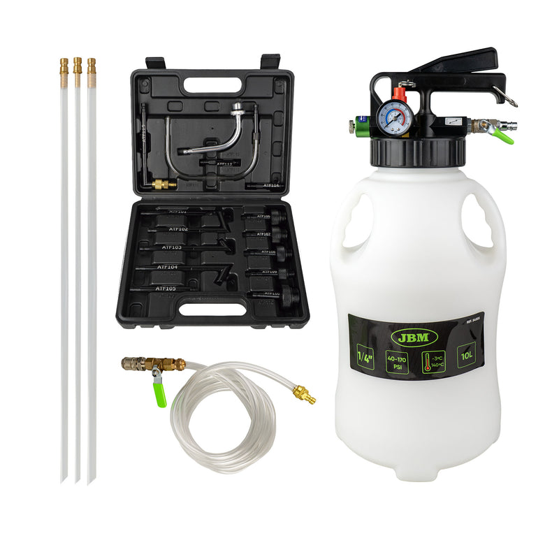 Bomba de transmisión neumática JBM (54555) de 10 l con 15 adaptadores