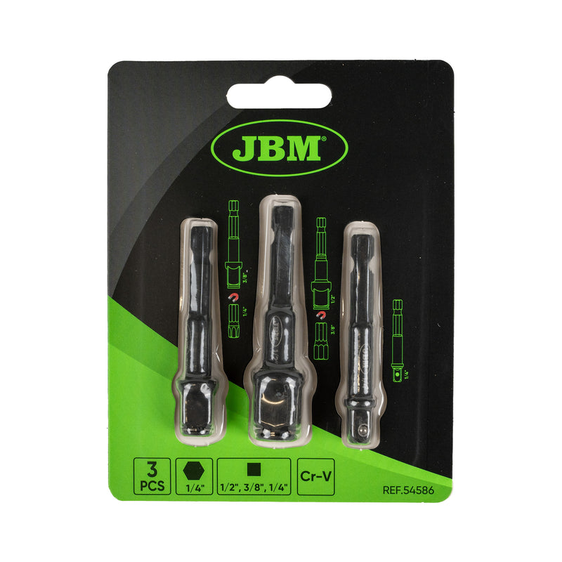 JBM (54586) Set Of 3 Socket Spanner Adapters With Hexagonal Tips