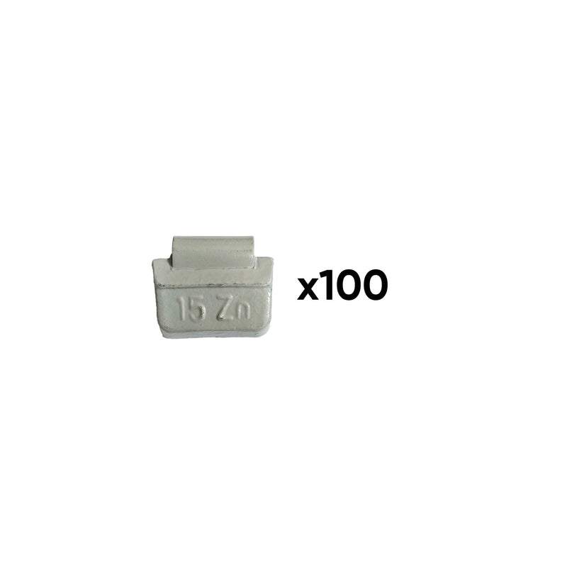JBM (54658) Box Of 100 Zinc Clip-On Weights 15gr. Universal Wheel Special