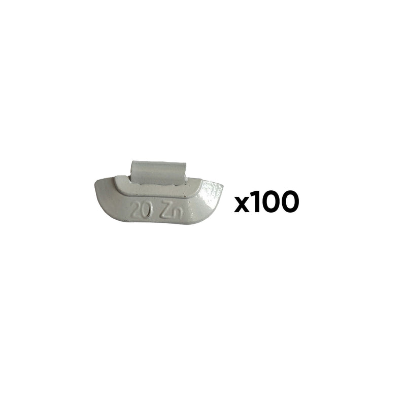 JBM (54659) Box Of 100 Zinc Clip-On Weights 20gr. Universal Wheel Special