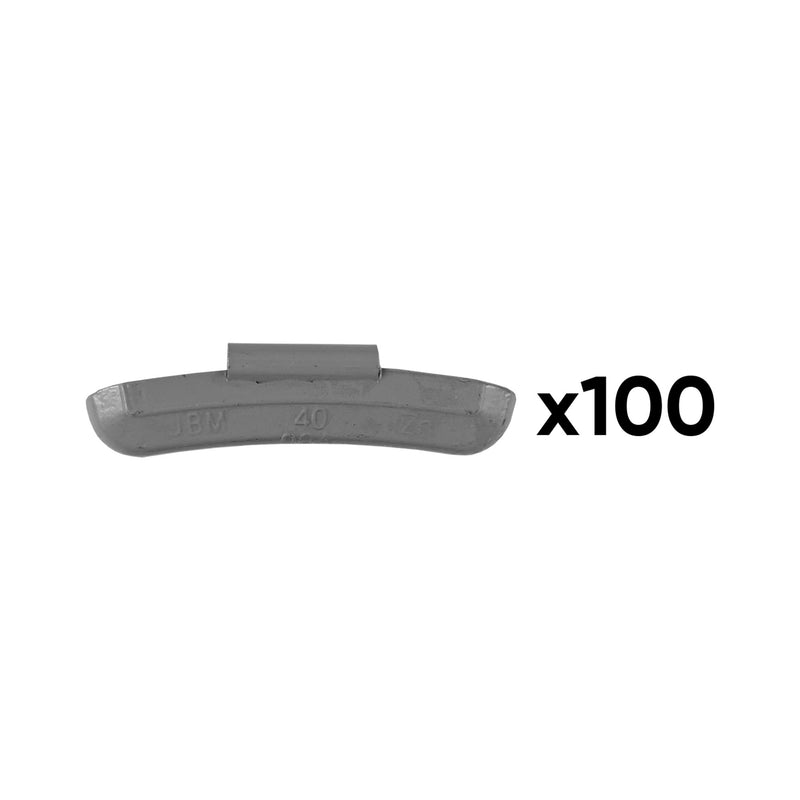 JBM (54663) Box Of 100 Zinc Clip-On Weights 40gr. Universal Wheel Special