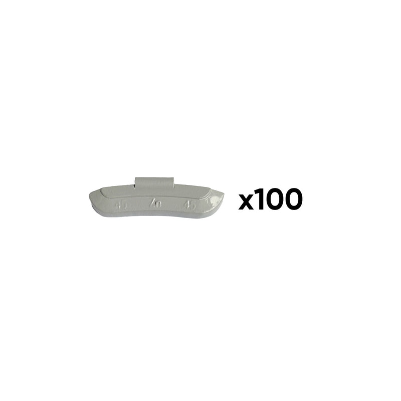 JBM (54664) Box Of 100 Zinc Clip-On Weights 45gr. Universal Wheel Special