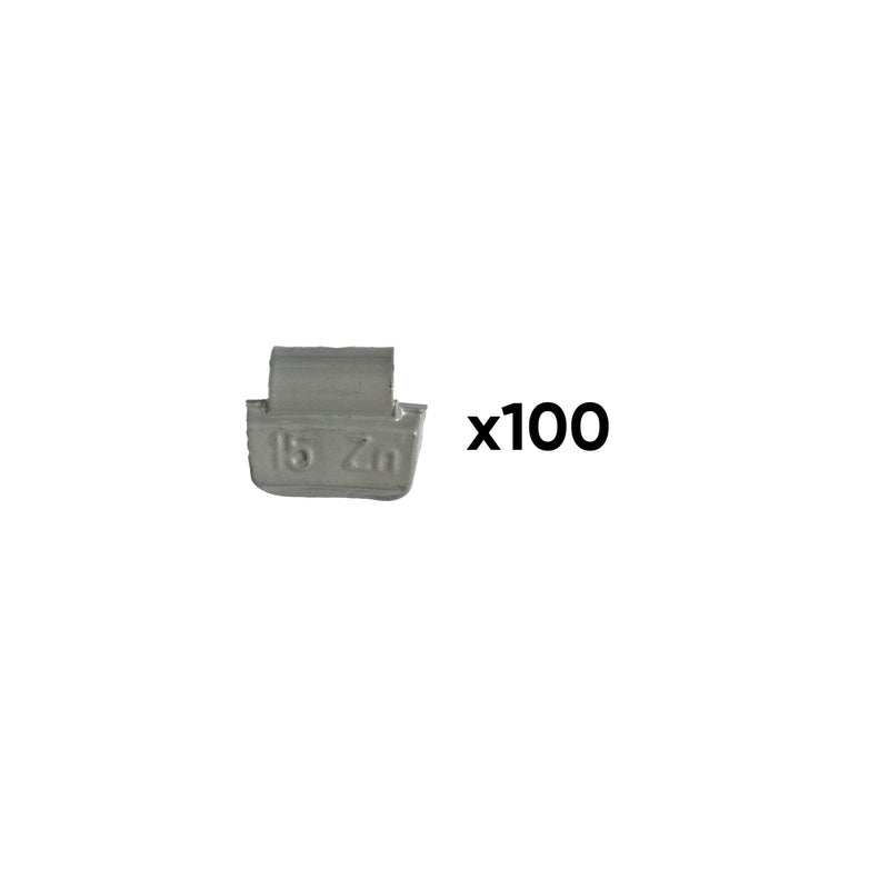 JBM (54668) Box Of 100 Zinc Clip-On Weights 15gr. Special Alloy Wheel