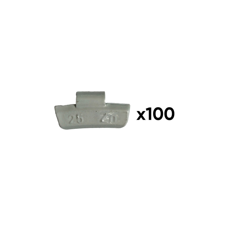 JBM (54670) Box Of 100 Zinc Clip-On Weights 25gr. Special Alloy Wheel