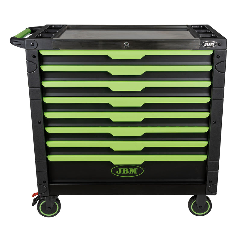 Carro de ferramentas JBM (54688) XL com 8 gavetas, montado com 468 peças.