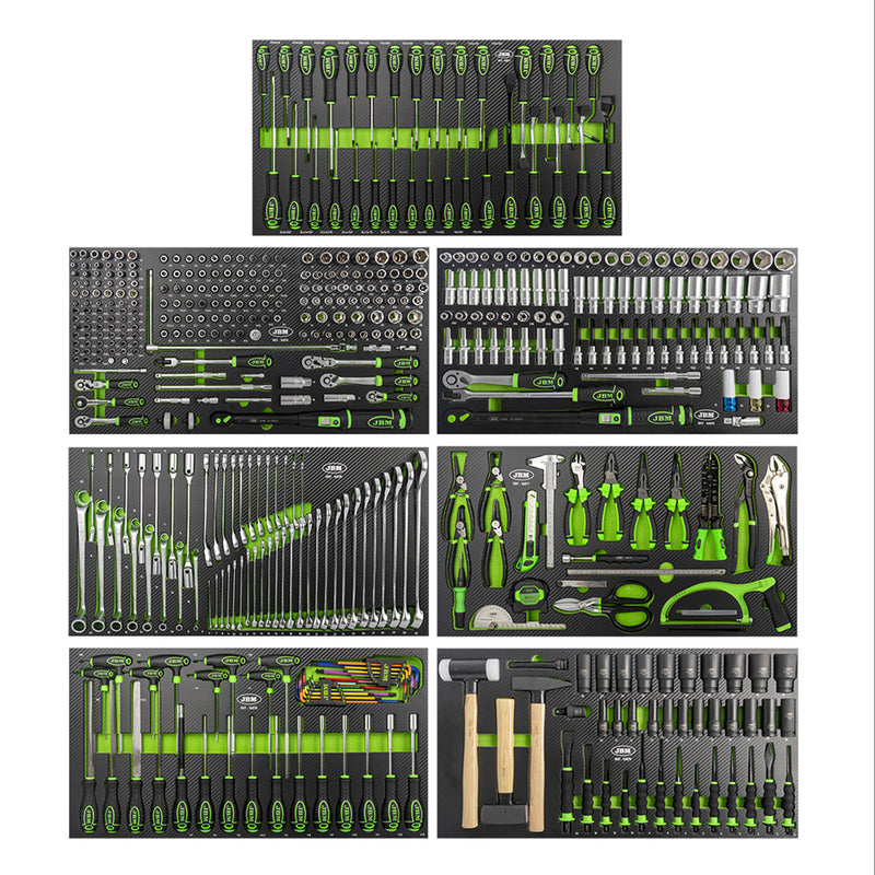 JBM (54689) Conjunto de 7 módulos em fibra de carbono EVA para carrinho de ferramentas
