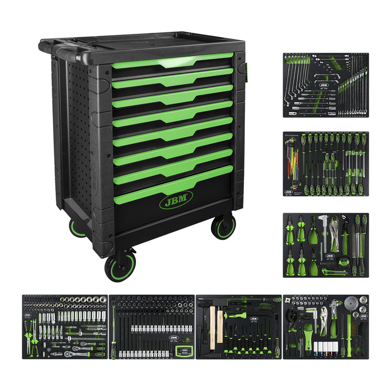JBM (SERIE54718E) Tool Cart With 8 Drawers Assembled With 289 Pieces + Coffee Maker