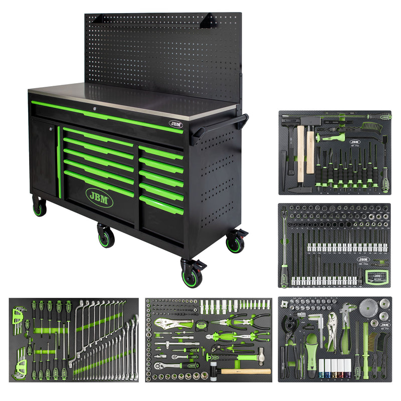 JBM (54724) Tool Cart 11 Drawers With Perforated Panel - Assembled