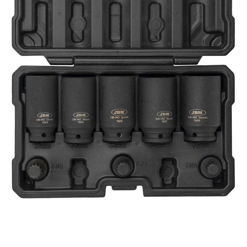 JBM (54806) Conjunto de 5 Soquetes Sextavados e 3 Bits de Impacto Xzn de 1/2"