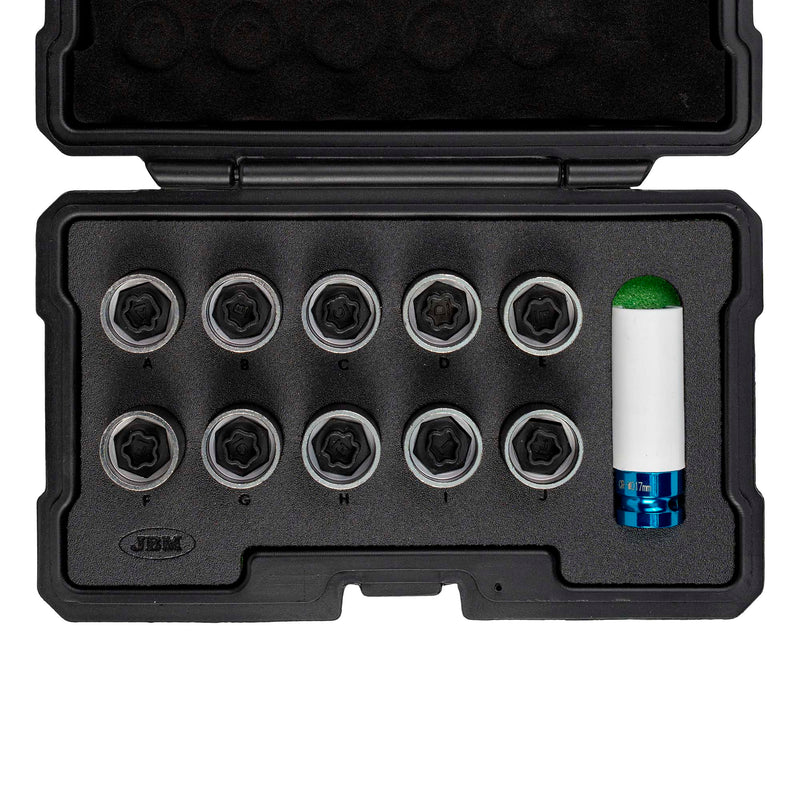 JBM (54819) 11-Piece Wheel Locking Bolt Key Set For Toyota
